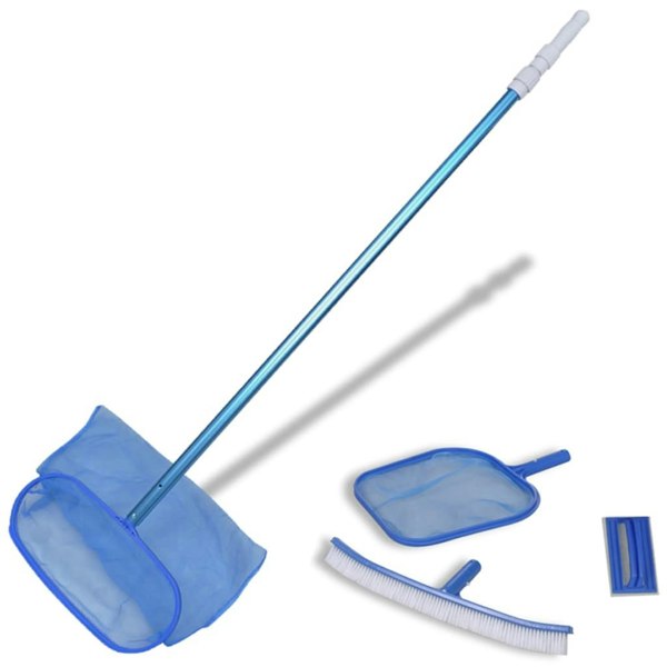 Berkfield Pool Cleaning Set Brush 2 Leaf Skimmers 1 Telescopic Pole