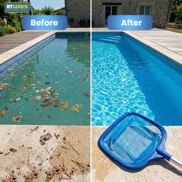My Garden Outdoor Living Leaf Skimmer 63cm - Swimming Pool Skimmer with Fine Mesh - Lightweight Aluminum Pool Cleaning Net for Leaves, Bugs & Debris