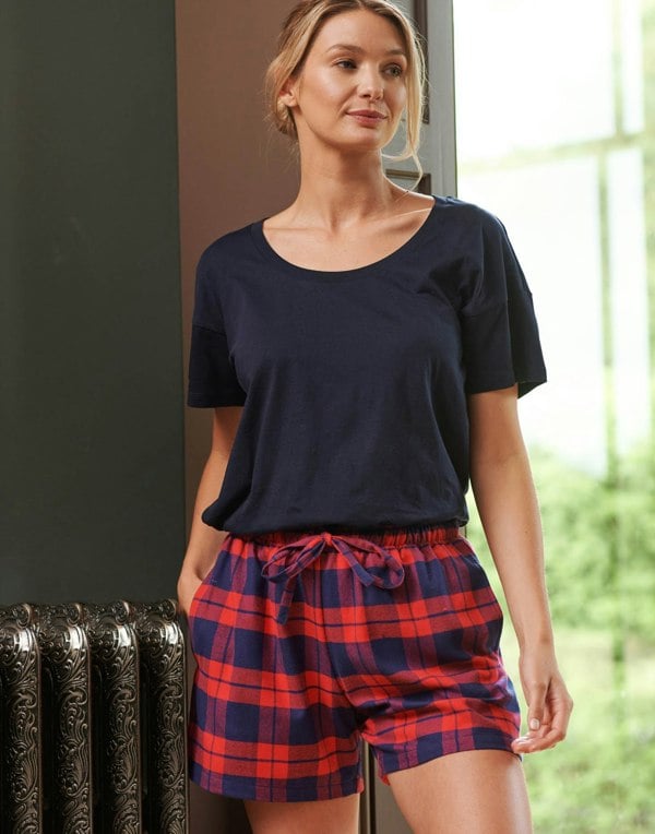 Women's Loose Fit Organic Cotton Scoop Neck Top - Navy - British Boxers