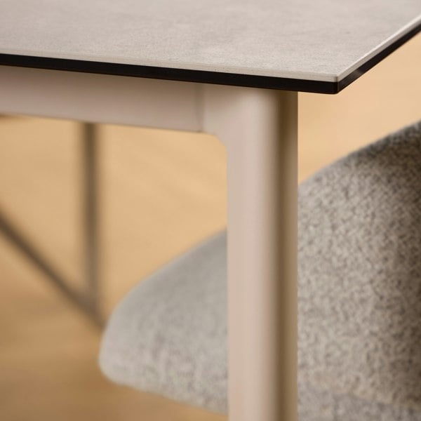 Furniture To Go Palermo Ceramic Dining Table in Grey 160x75cm Included 4 Ella Swivel Beige Dining Chairs