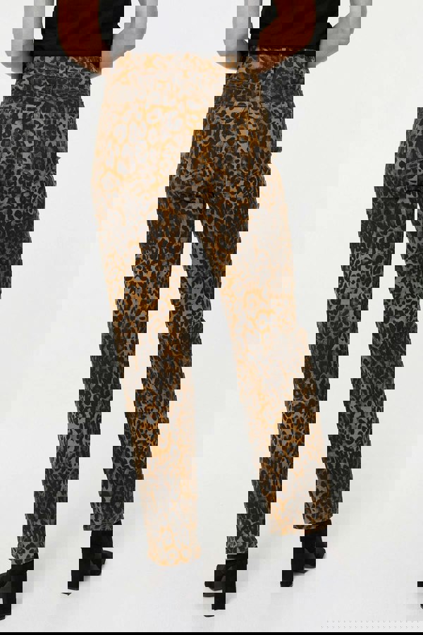 Brown | Animal Print High Waist Wide Leg Jeans

