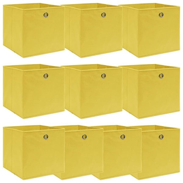 Berkfield Storage Boxes 10 pcs Yellow 32x32x32 cm Fabric