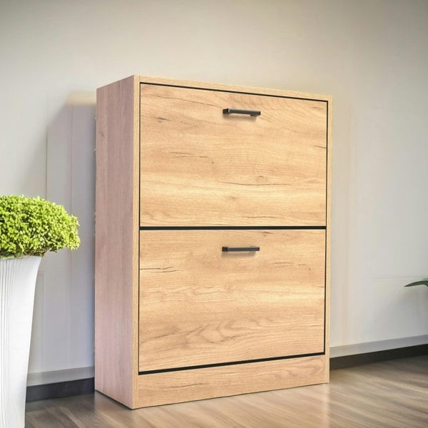 Rafaelo Mobilia 2 Drawer Shoe Storage Cabinet Pine