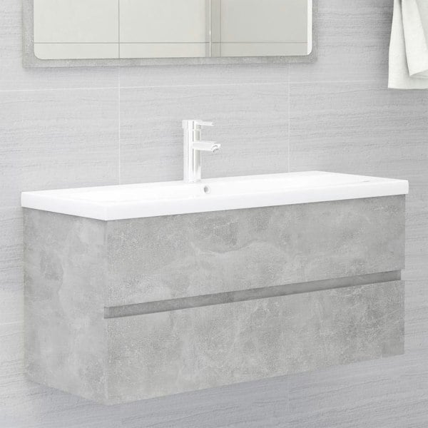 Berkfield Sink Cabinet with Built-in Basin Concrete Grey Engineered Wood
