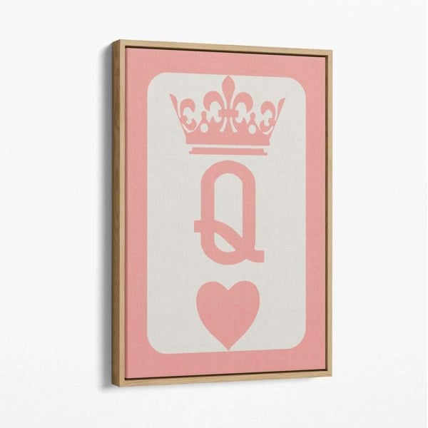 Queen of Hearts Canvas Art Print with Oak Float Frame