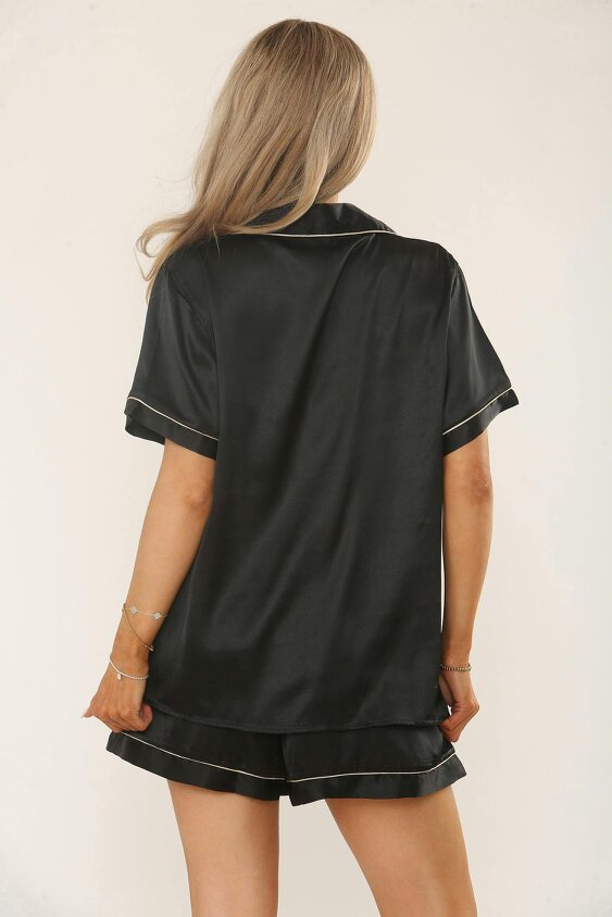 Satin Pyjama Set with Shorts – Women’s Loungewear