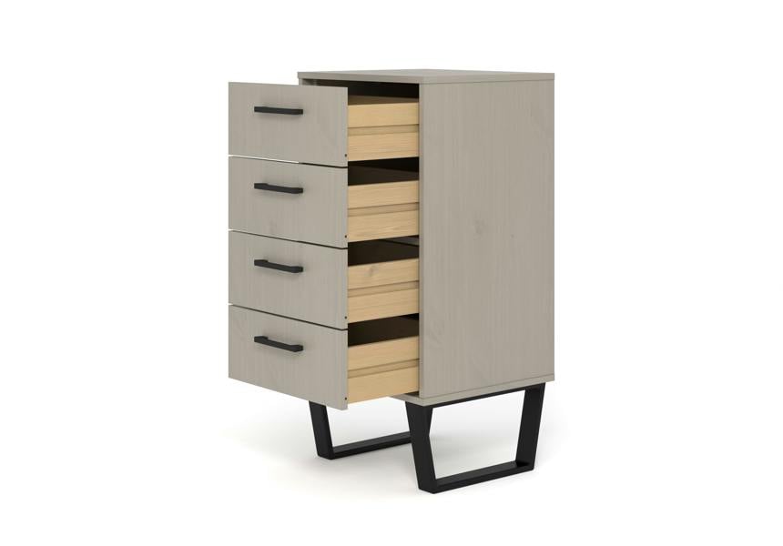 Core Products Texas Grey 4-Drawer Narrow Chest of Drawers