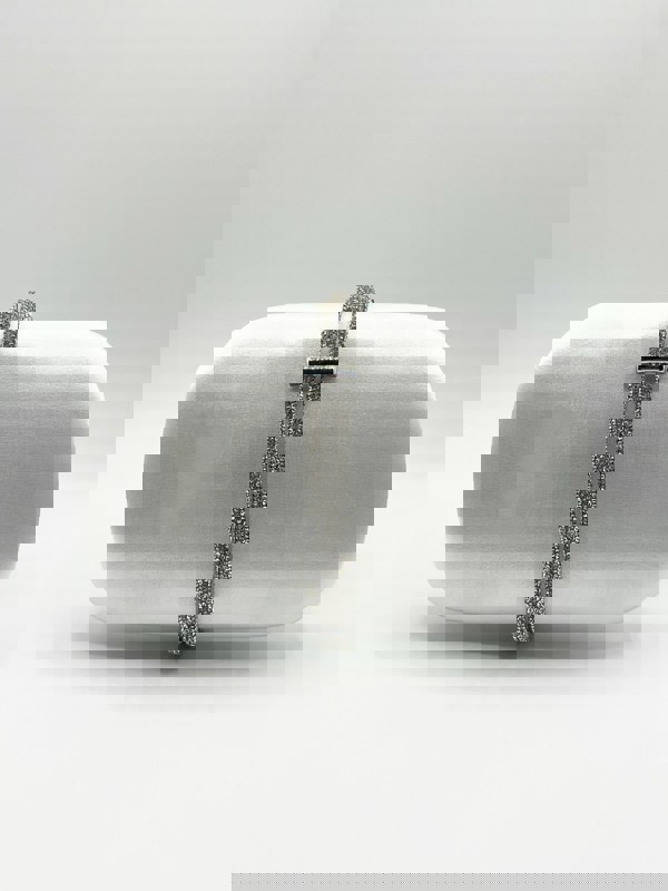 SVNX Clutch bag with Crystal Strap Handle in Silver