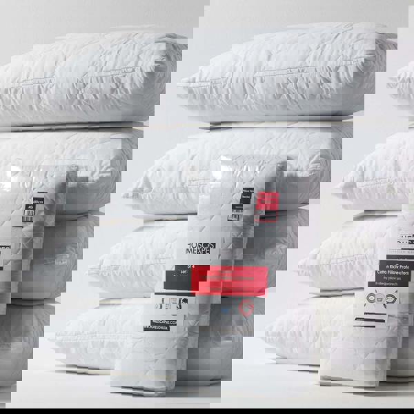 HOMESCAPES Cotton Rich Quilted Pillow Protectors Pack of 4