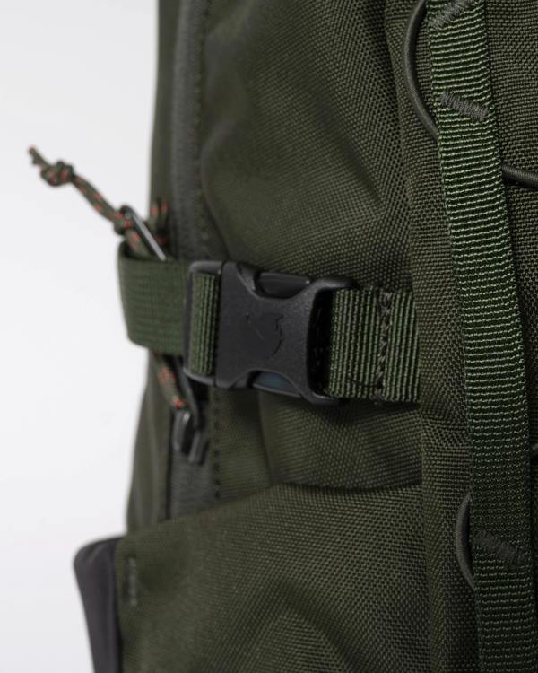 buckle detail of Fjallraven Skule 24L Unisex Backpack in Deep Forest 662