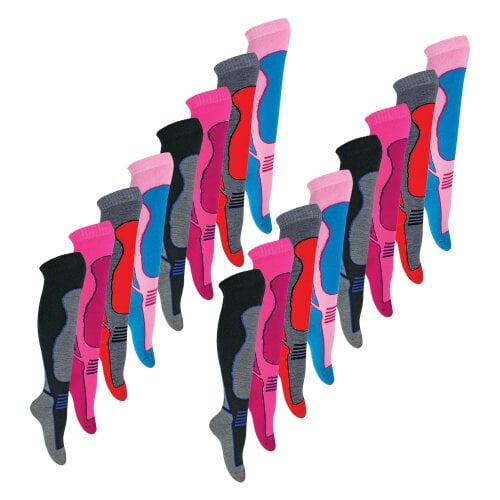 Sock Snob 12 Pack Mens Ladies Knee High Wool Ski Socks 2.0 TOG Full Cushion Socks - 4-7 UK - SL305 Ladies