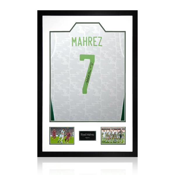 Riyad Mahrez Signed Algeria Shirt Premium Frame