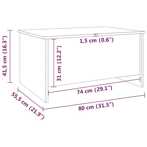Berkfield Coffee Table Grey Sonoma 80x55.5x41.5 cm Engineered Wood