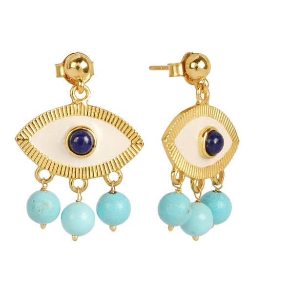 Lila Rasa Evil Eye Earrings Turquoise