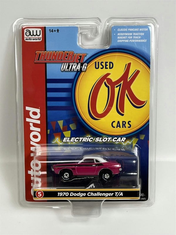 Auto World Slot Cars 1970 Dodge Challenger T/A Pink Thunderjet Ultra G HO Slot Car SC377-5