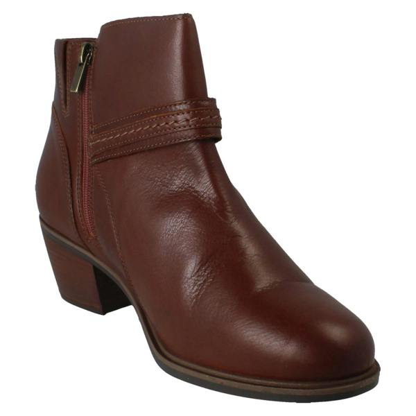 Clarks Ladies Clarks Zip Fastening Block Heeled Smart Casual Ankle Boots Neva Buckle