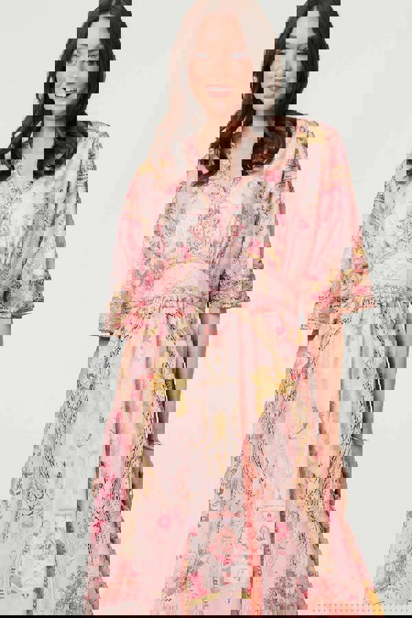 Pink | Relaxed 3/4 Sleeve Empire Maxi Dress