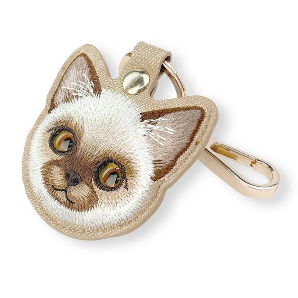 Nimmy Friends Nimmy Big Eye Cute Pet Siamese Cat Face Airtag Keychain Brown -  N-XDY-YSK-026
