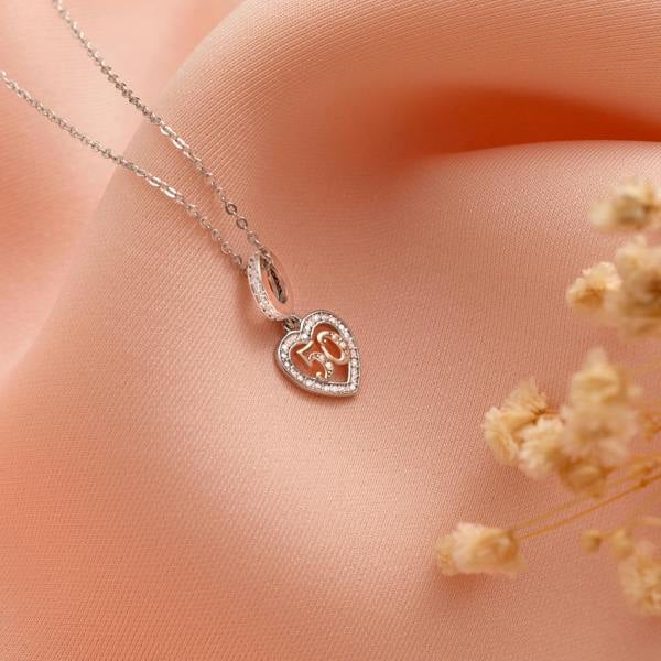 Parus Home 50th Birthday Sterling Silver Heart Necklace For Her