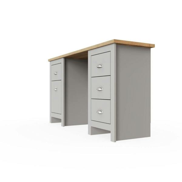 Timber Art Design Lisbon Light Grey Double Pedestal Study Desk Laptop Computer Desk Office Furniture