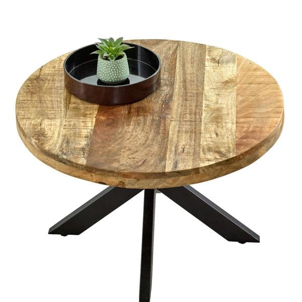 Wyld Haus London Natural Mango Wood Coffee Table with 1 Top and Industrial Metal Legs