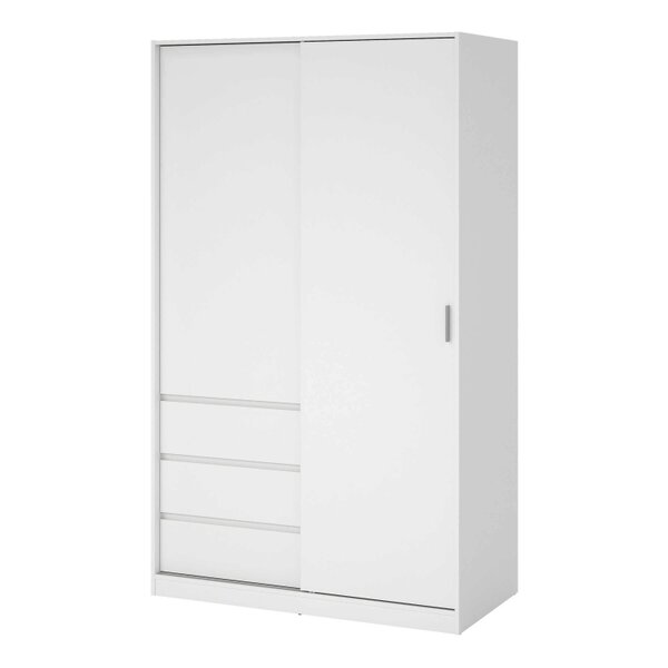 Wyld Haus Budapest White Wooden Wardrobe 2 Doors 3 Drawers
