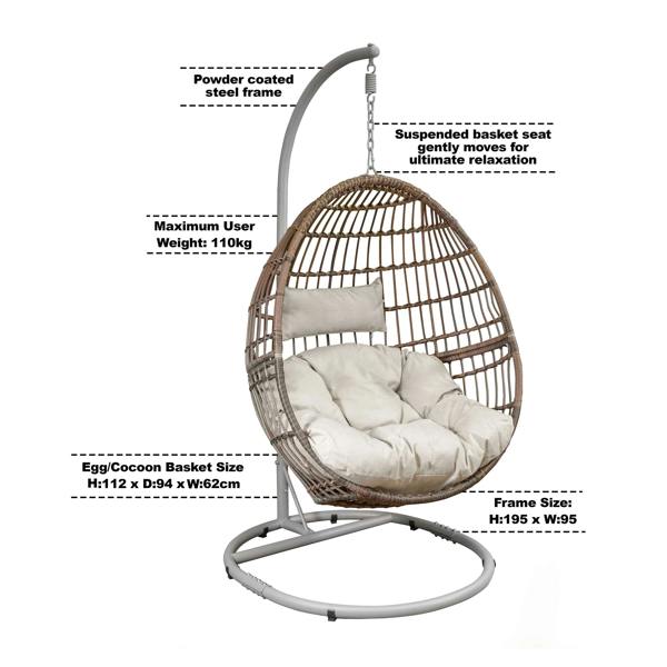 Dellonda DG60 Hanging Chairs Action shot - information