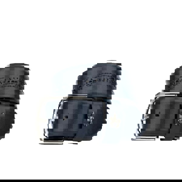 Embassy London Scott - Navy - Men's smooth full-grain navy leather belt with brogue style