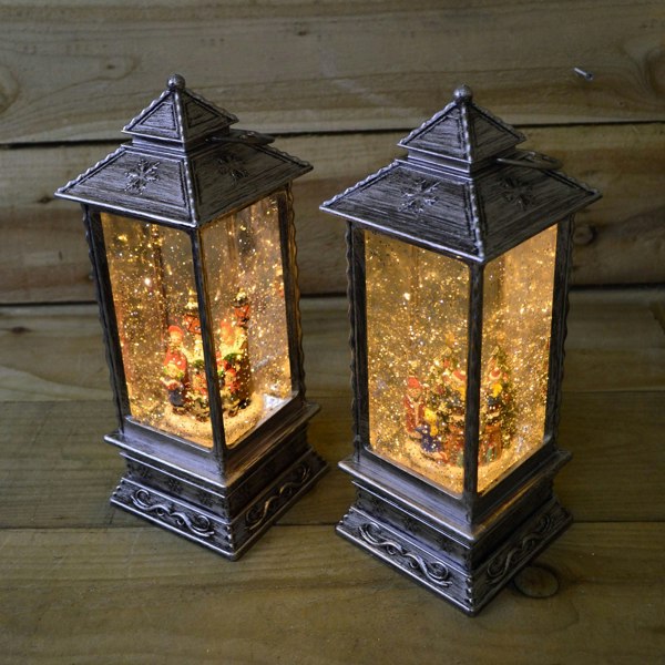 Samuel Alexander 27cm Glitter Water Spinner Lantern - Warm White LED - Christmas Tree