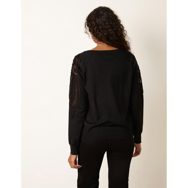 Blue Vanilla Embellished Sleeve Jumper