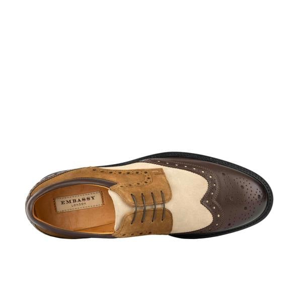 Embassy London Toledo - Brown, Cream & Tan - Men's Leather & Suede Oxford Shoe