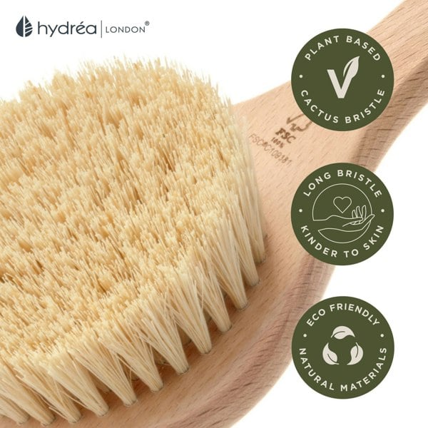 Hydréa London Classic Vegan Dry Body Brush Cactus Bristle FSC® Certified Beechwood