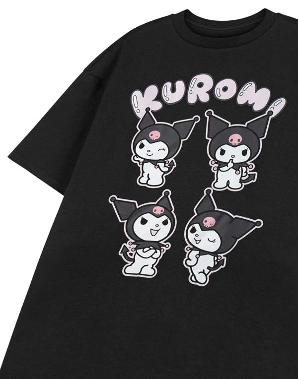 Hello Kitty Womens Black Kuromi Short Sleeved T-Shirt