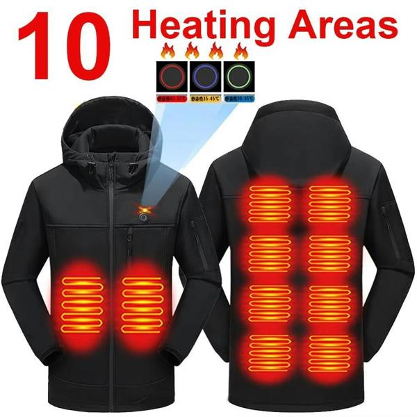 Anniou Heated Hooded Softshell Jacket - Black