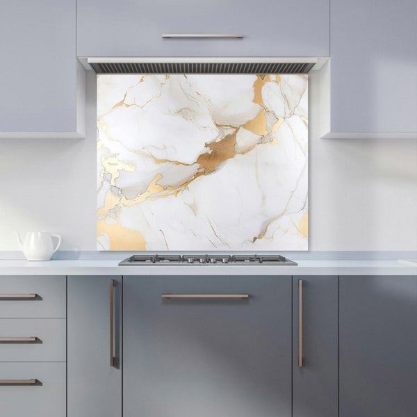 Warren Reed - Designer White Marble With Gold Kitchen Splashback