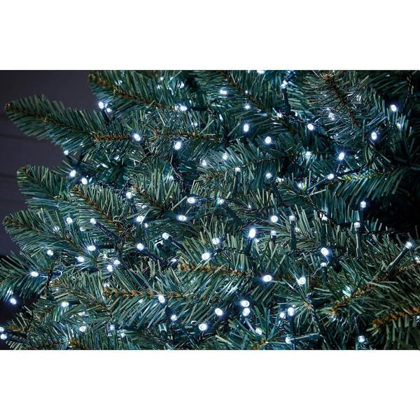 Cool White Compact LED Christmas String Lights with Green Cable, 8 Effects, Auto Memory and Timer image 1