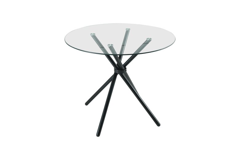 Outdoor Living New York Circle Glass Dining Table with starburst black legs