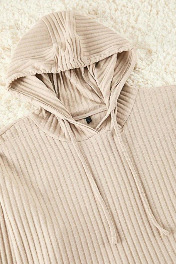 WOVCOR 2 Piece Ribbed Knit Pajama Set with Hood