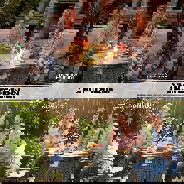 Rattan Gas Fire Pit Table