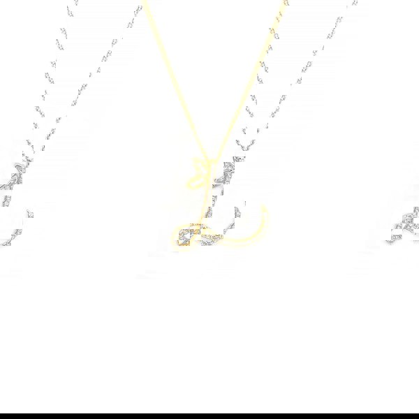 Say It With 1 Inch Winged Full CZ Stones Initial Necklace - 18ct Yellow Gold Plated