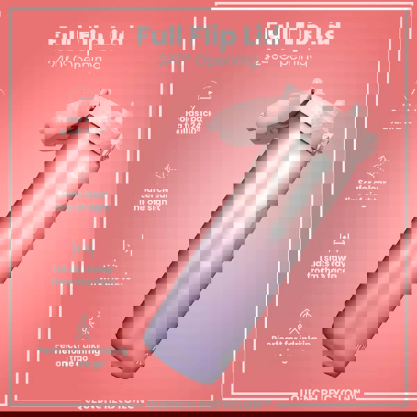 ION8 Leak Proof 1 Litre Water Bottle with Times to Drink, Recyclon, Purple & Rose, 1L