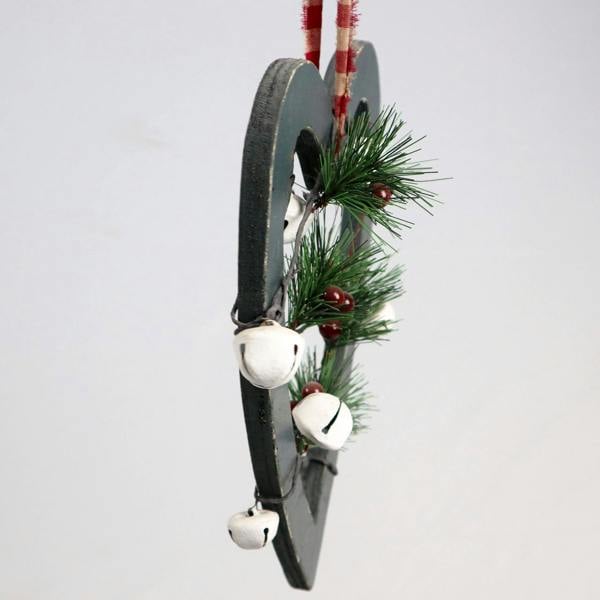 30 cm Wooden Hanging Heart Decoration in Green for Christmas and Seasonal Displays image 8
