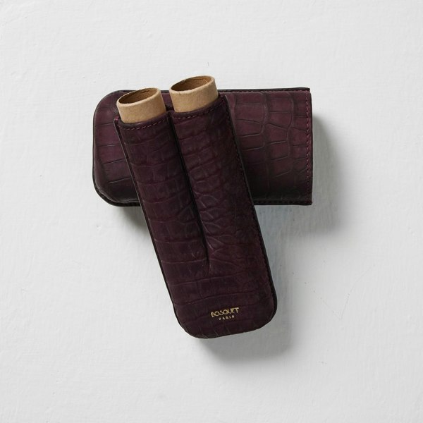 Bosquet Paris Genuine Crocodile Leather Cigar Case for 2 - Velvet Purple