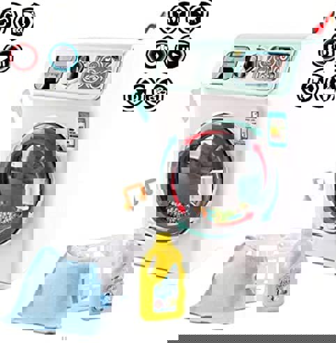 deAO Toys My First Washing Machine Laundry and Cleaning Play Set for Kids Christmas Gift Educational Toys with Realistic Functions