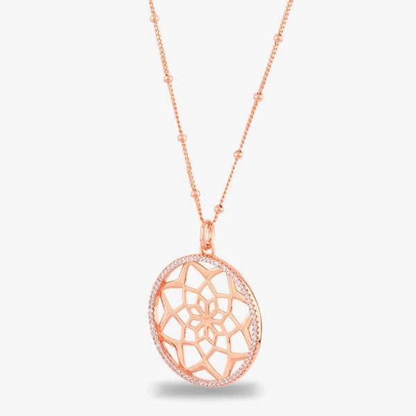 Rosa Lea Pave Flower Mandala Necklace AE-950705NA