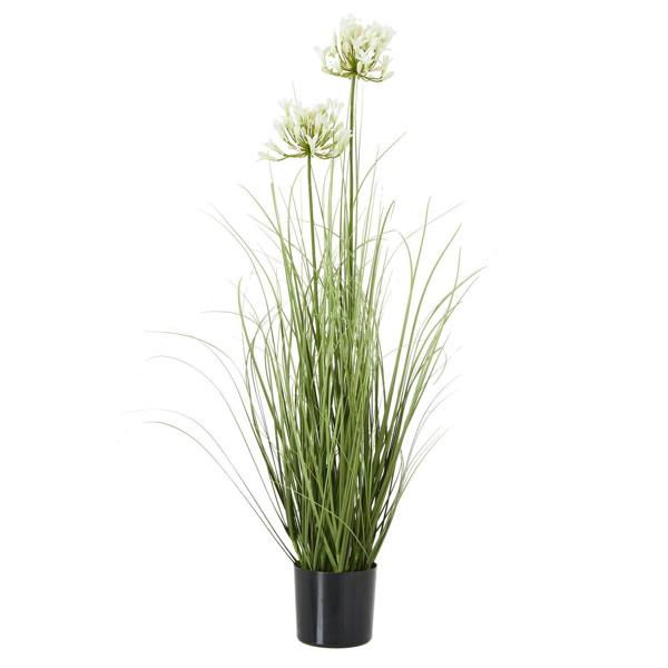 Hill Interiors Agapanthus Plant Pot - White/Green - 