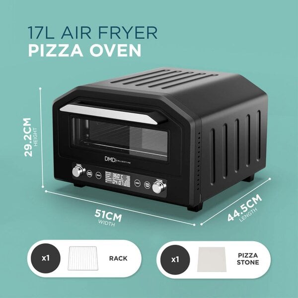 DMD Collective Electric Pizza Oven & Air Fryer Combo 17L – 400°C Indoor Countertop Oven, Fits 12" Pizza