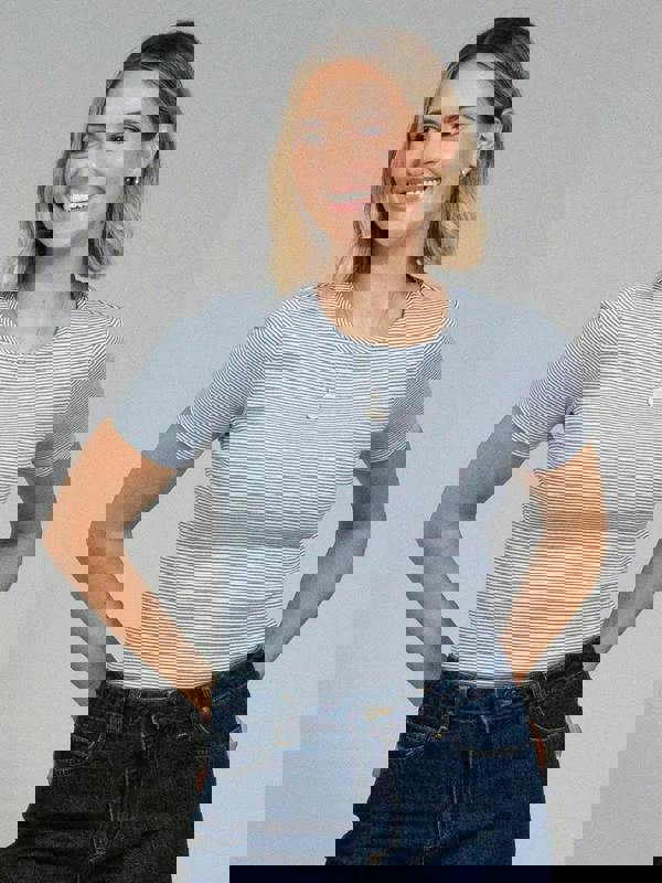 Kite Womens Organic Portesham Jersey T-Shirt Navy Stripe