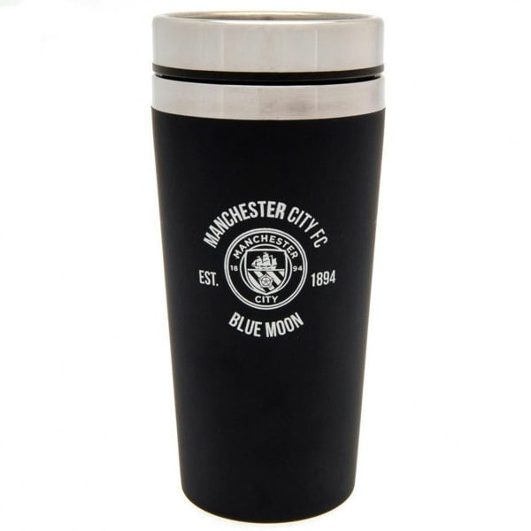 Manchester City FC Executive Crest Travel Mug - Black/Silver