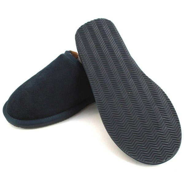 Eastern Counties Leather Mens Tipped Sheepskin Slippers - Navy